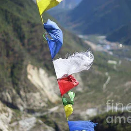 Prayer flags over the Himalayan mountains